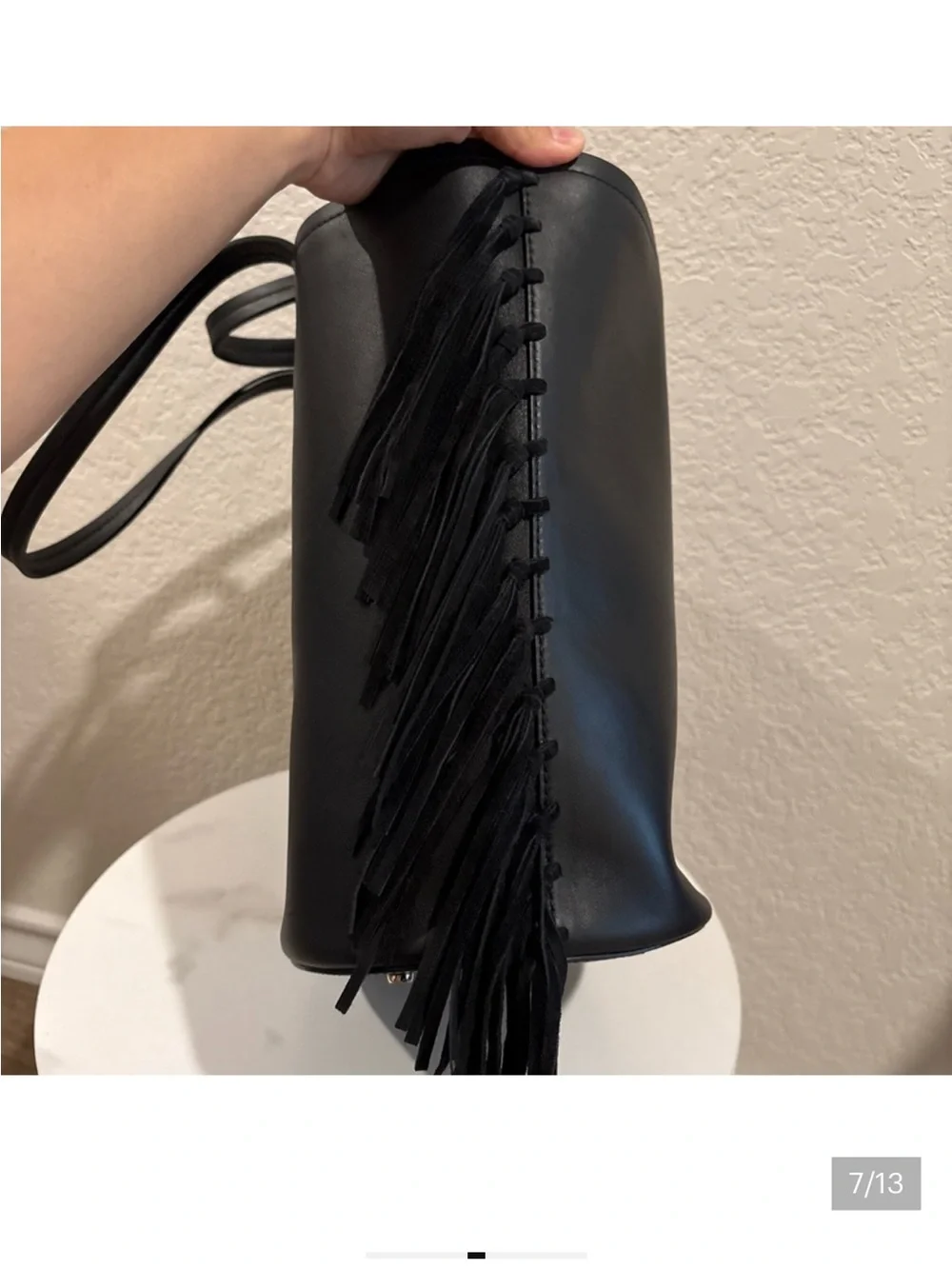 Kate Spade Black Leather Fringe Tote NWT Large Western Boho Bag